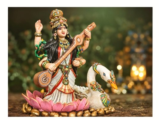 Maa Saraswati Handcrafted Clay Idol