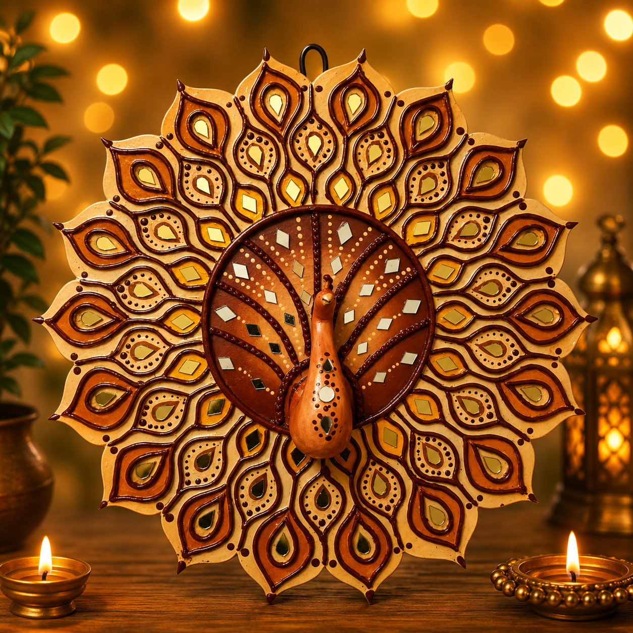 Peacock Mandala Clay Wall Hanging