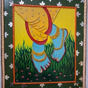 Lord Krishna Charan Paduka Clay Wall Art